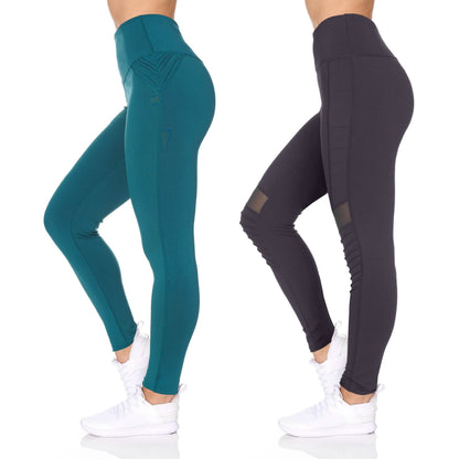 Women's 2-Pack Women's High Waist Active Full Length Leggings with Motto DailySale