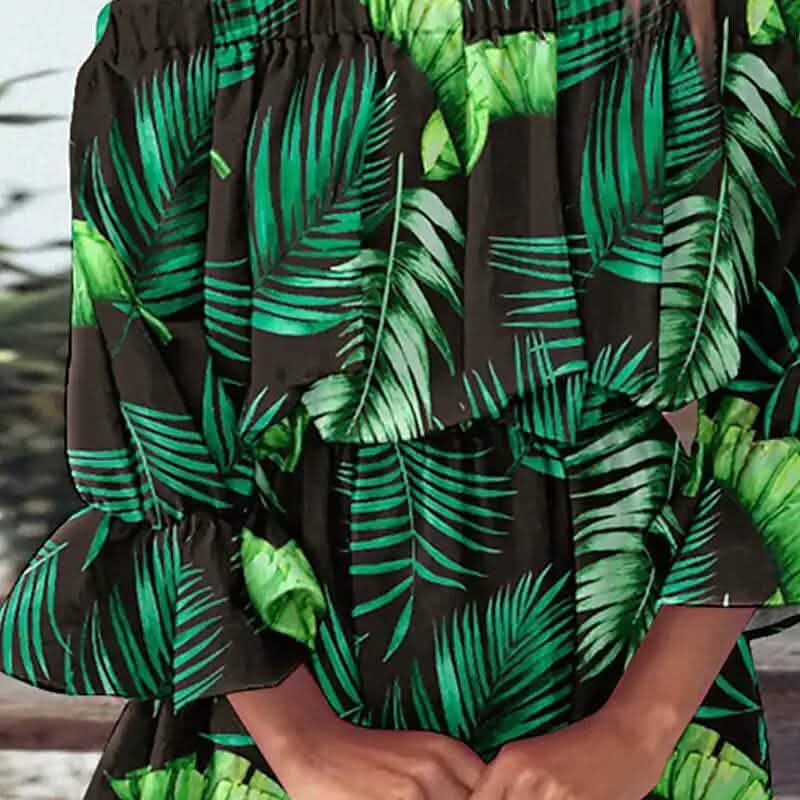 Women's 3/4 Length Sleeve Floral Ruffle Summer Spring Off Shoulder Dress DailySale