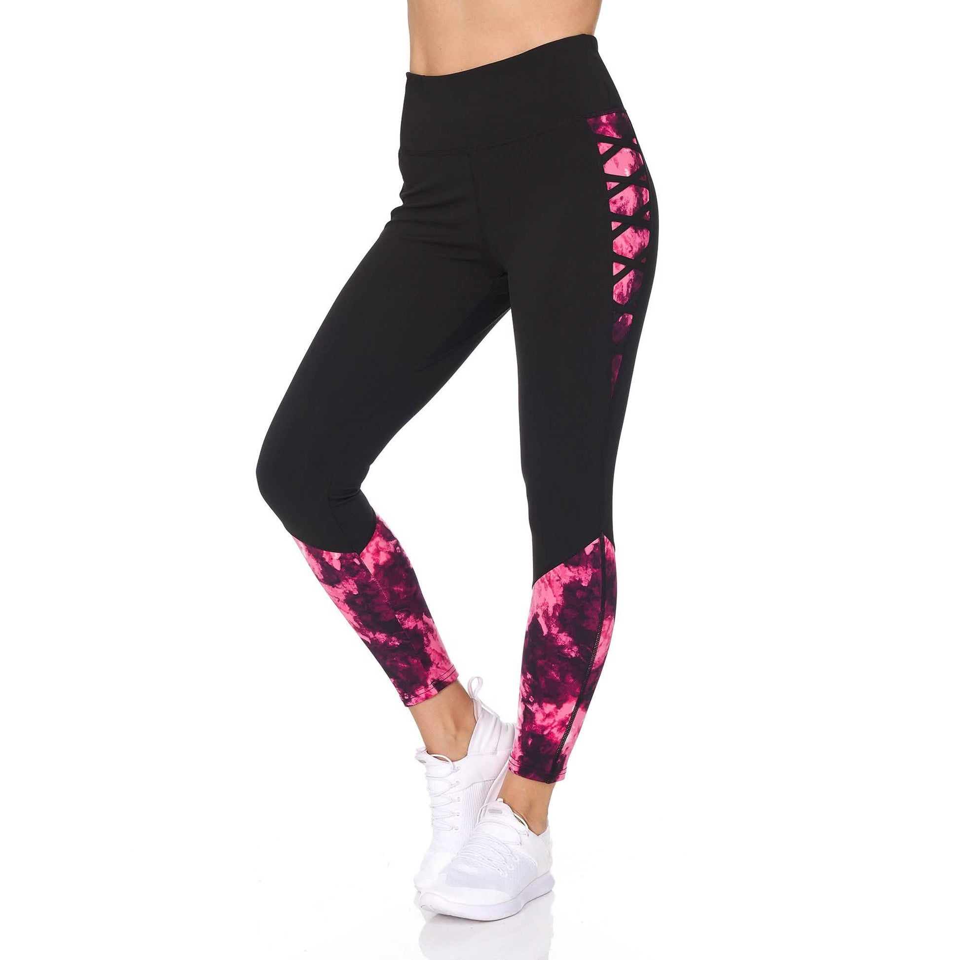 Women's 7/8 Highwaist Marble Leggings with Lattice Detail DailySale