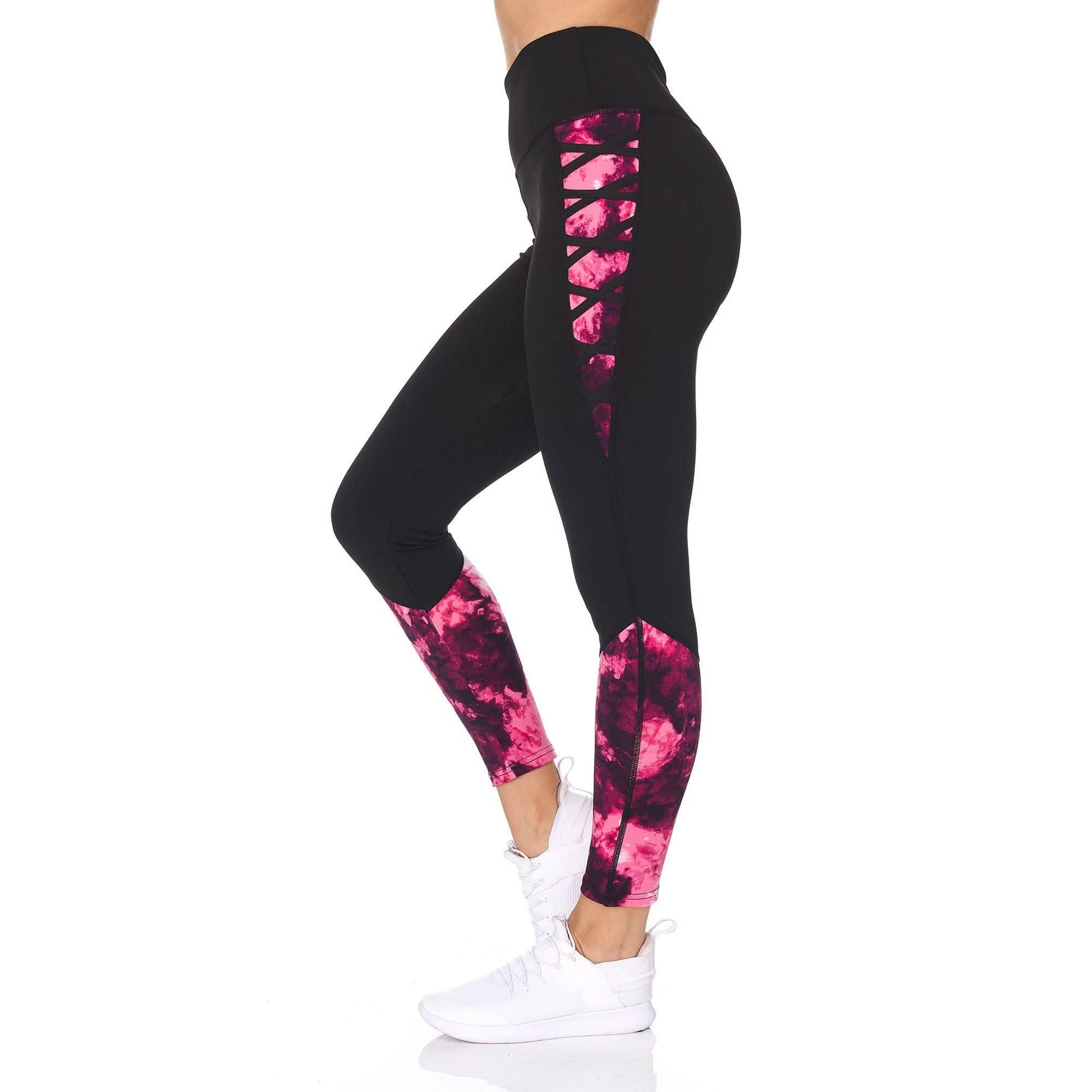 Women's 7/8 Highwaist Marble Leggings with Lattice Detail DailySale