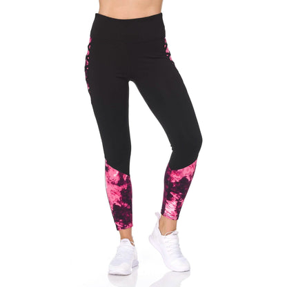 Women's 7/8 Highwaist Marble Leggings with Lattice Detail DailySale