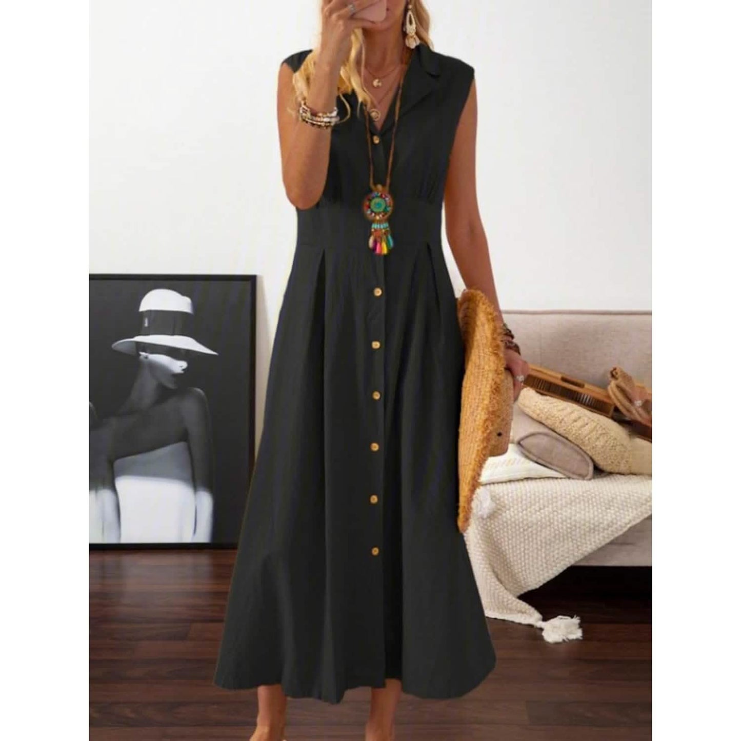 Women's A-Line Shirt Collar Casual Dress DailySale
