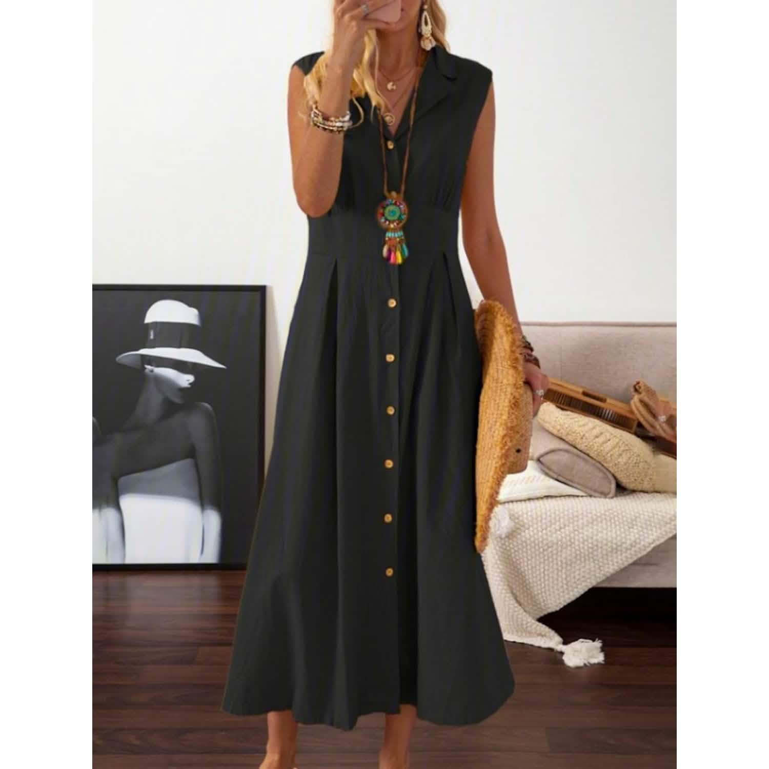 Women's A-Line Shirt Collar Casual Dress DailySale