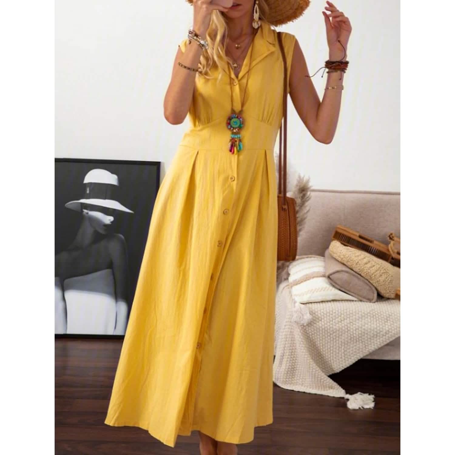 Women's A-Line Shirt Collar Casual Dress DailySale