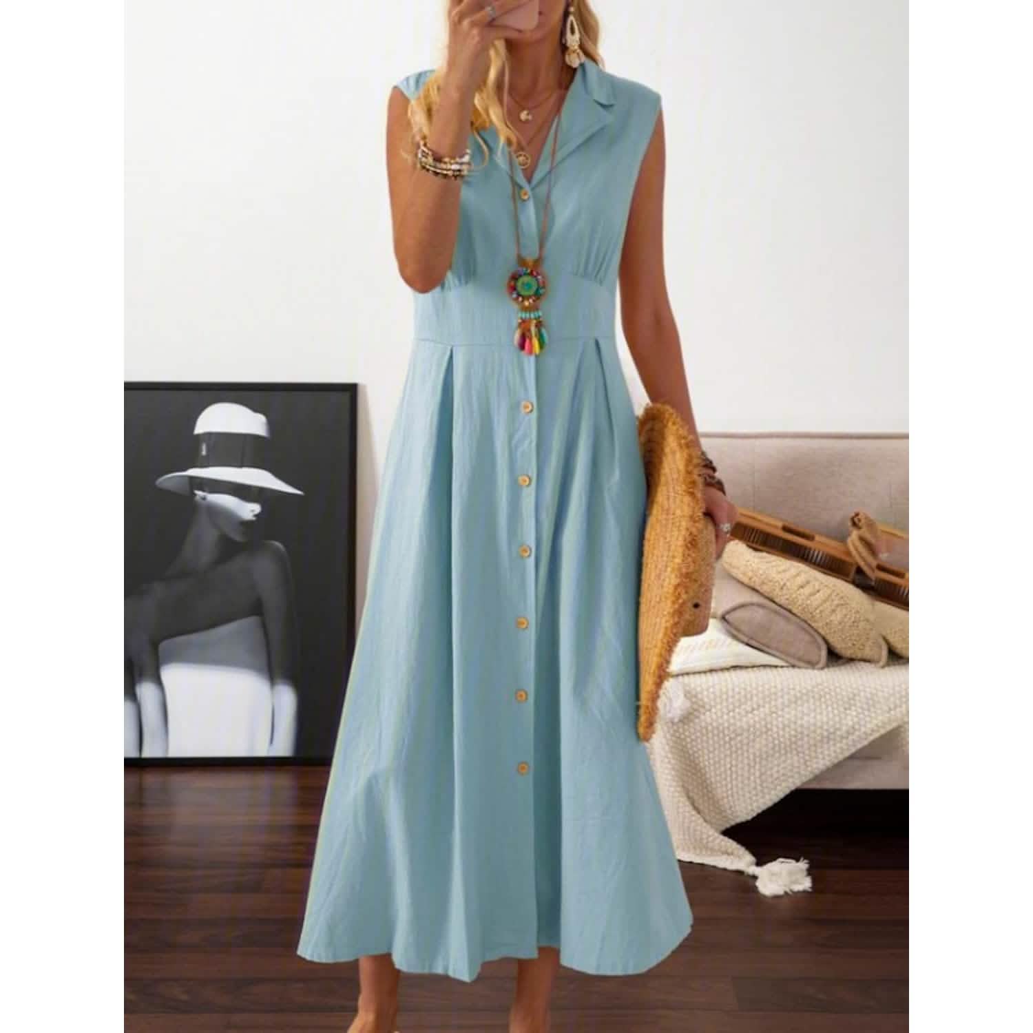 Women's A-Line Shirt Collar Casual Dress DailySale
