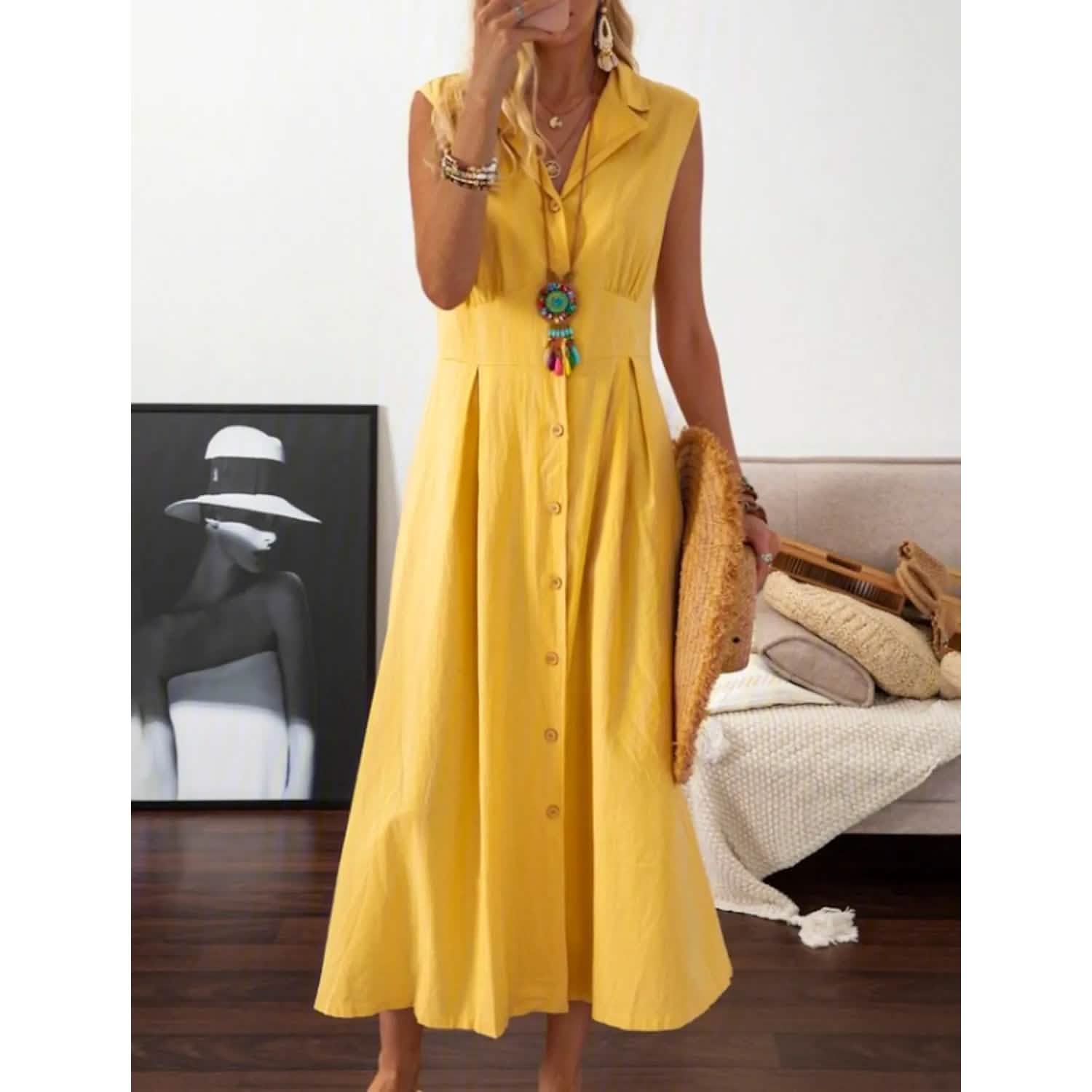 Women's A-Line Shirt Collar Casual Dress DailySale