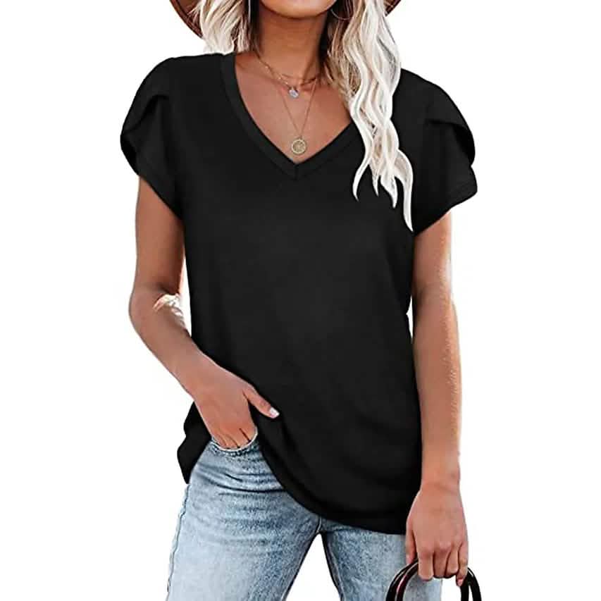 Women's Athleisure T-Shirt V-Neck Top DailySale