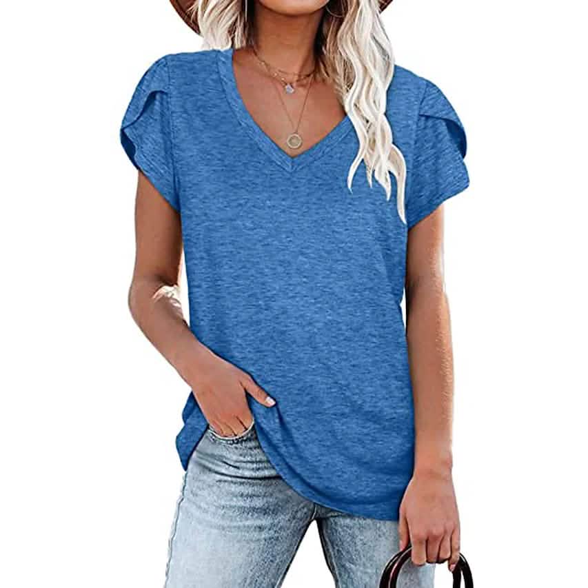 Women's Athleisure T-Shirt V-Neck Top DailySale