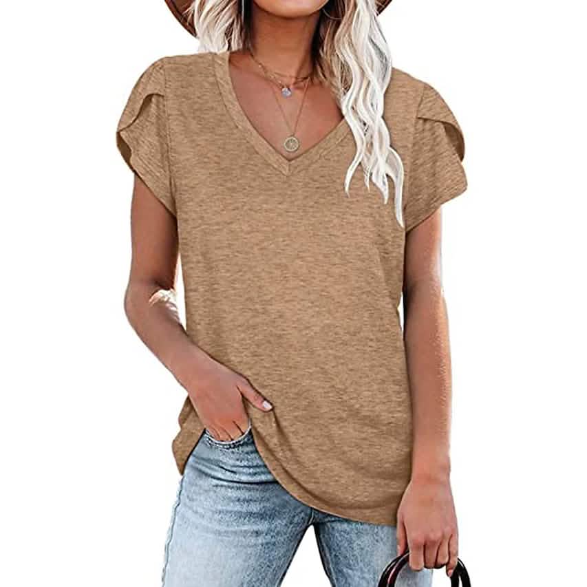 Women's Athleisure T-Shirt V-Neck Top DailySale