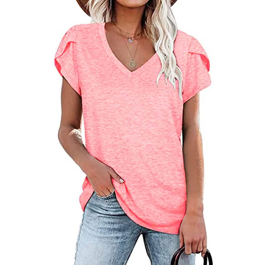 Women's Athleisure T-Shirt V-Neck Top DailySale