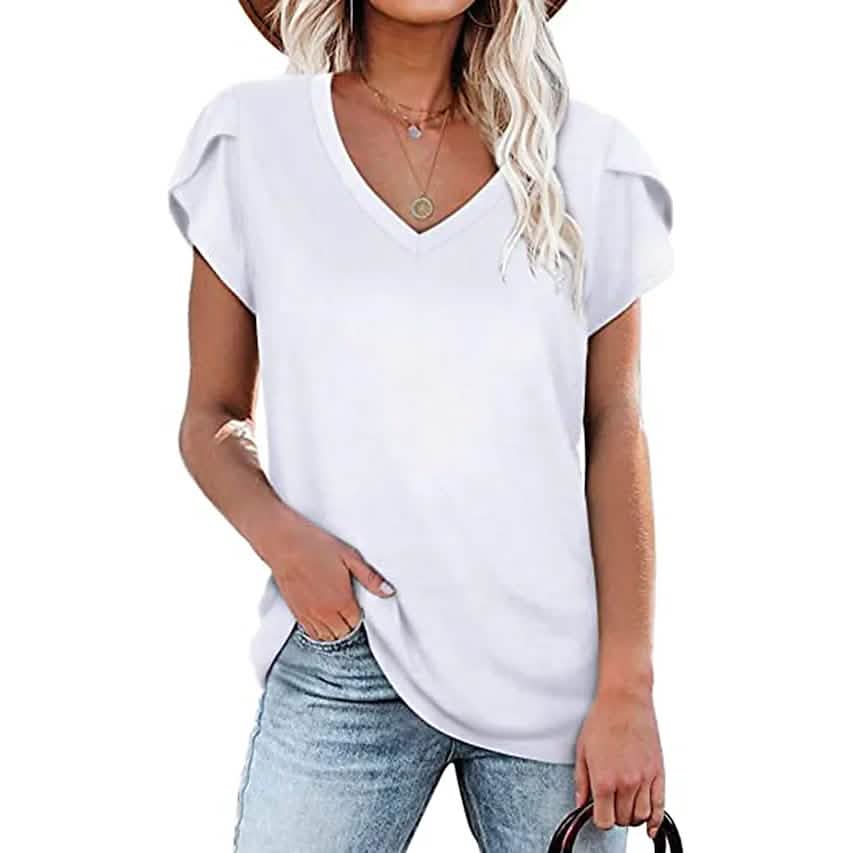 Women's Athleisure T-Shirt V-Neck Top DailySale
