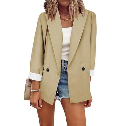 Women's Basic Double Breasted Solid Colored Blazer DailySale
