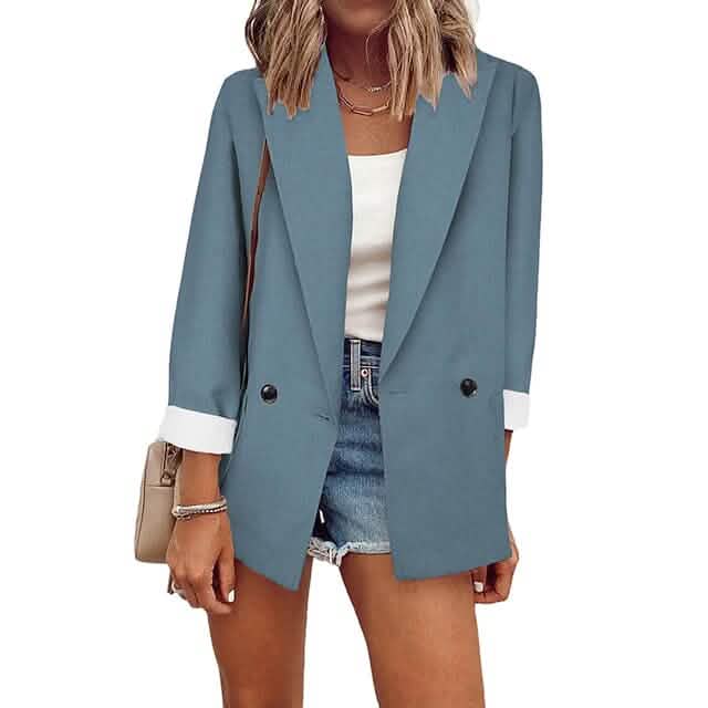 Women's Basic Double Breasted Solid Colored Blazer DailySale