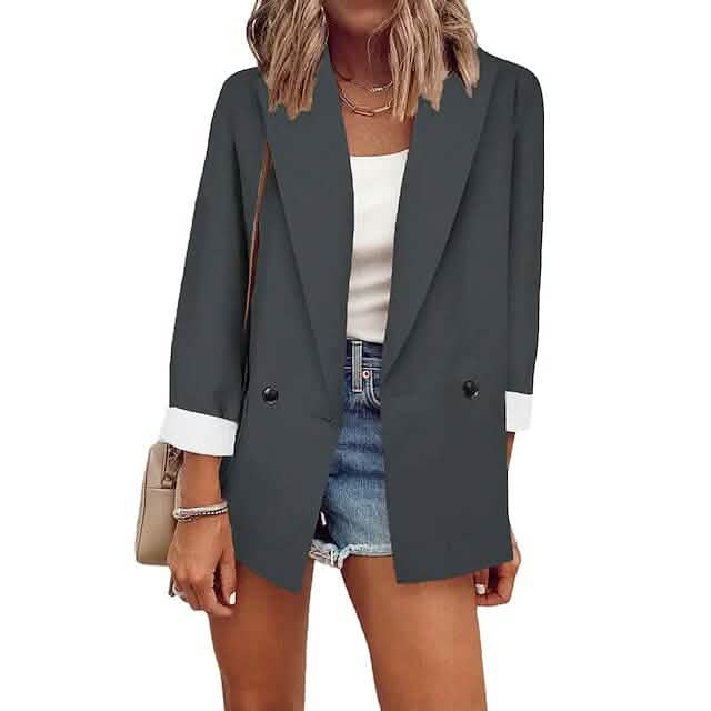 Women's Basic Double Breasted Solid Colored Blazer DailySale