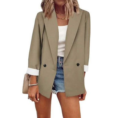 Women's Basic Double Breasted Solid Colored Blazer DailySale