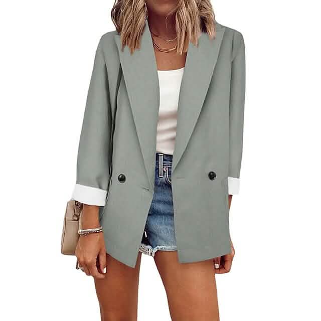 Women's Basic Double Breasted Solid Colored Blazer DailySale