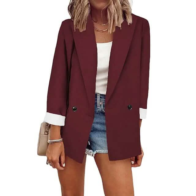 Women's Basic Double Breasted Solid Colored Blazer DailySale