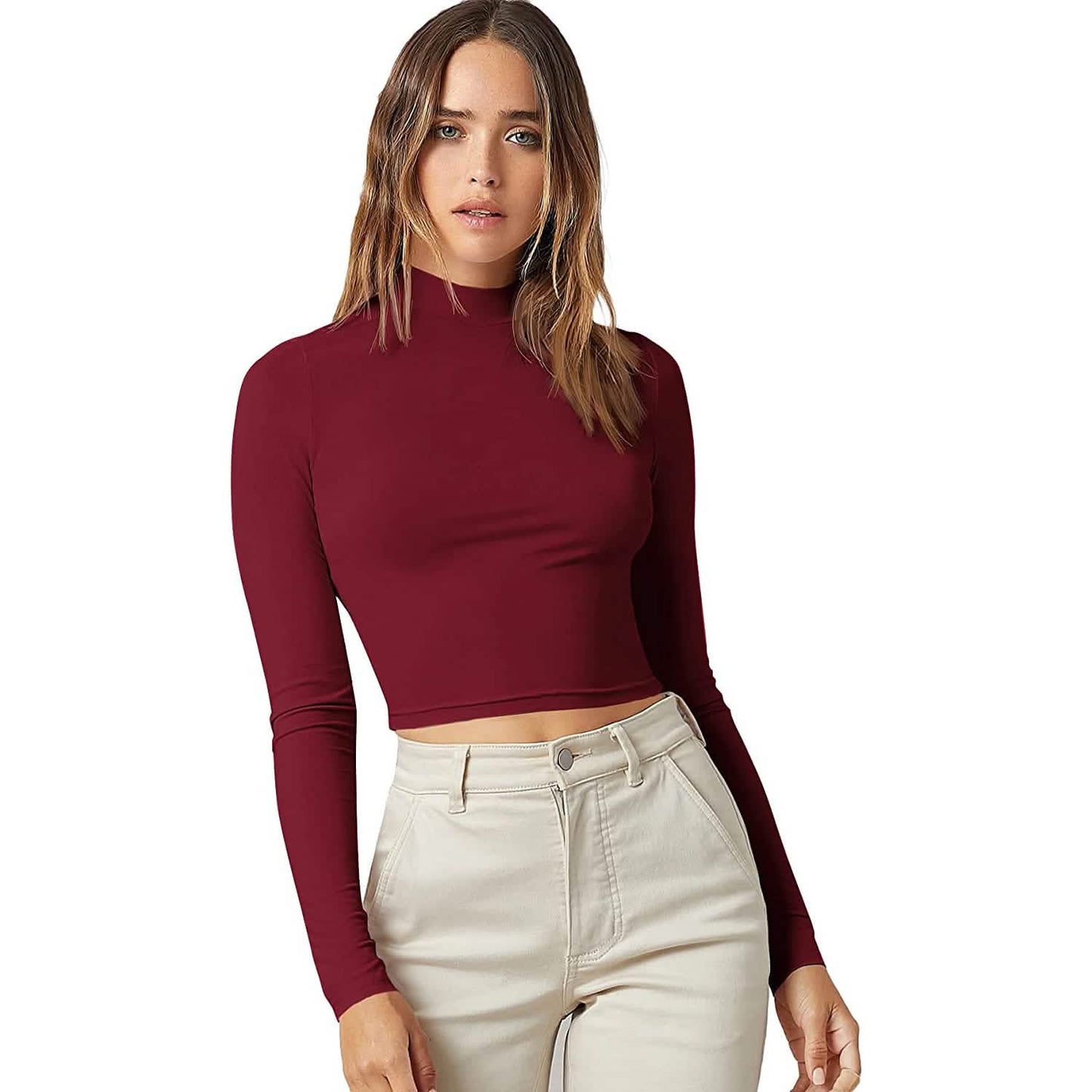 Women's Basic Mock Neck Long Sleeve Top DailySale