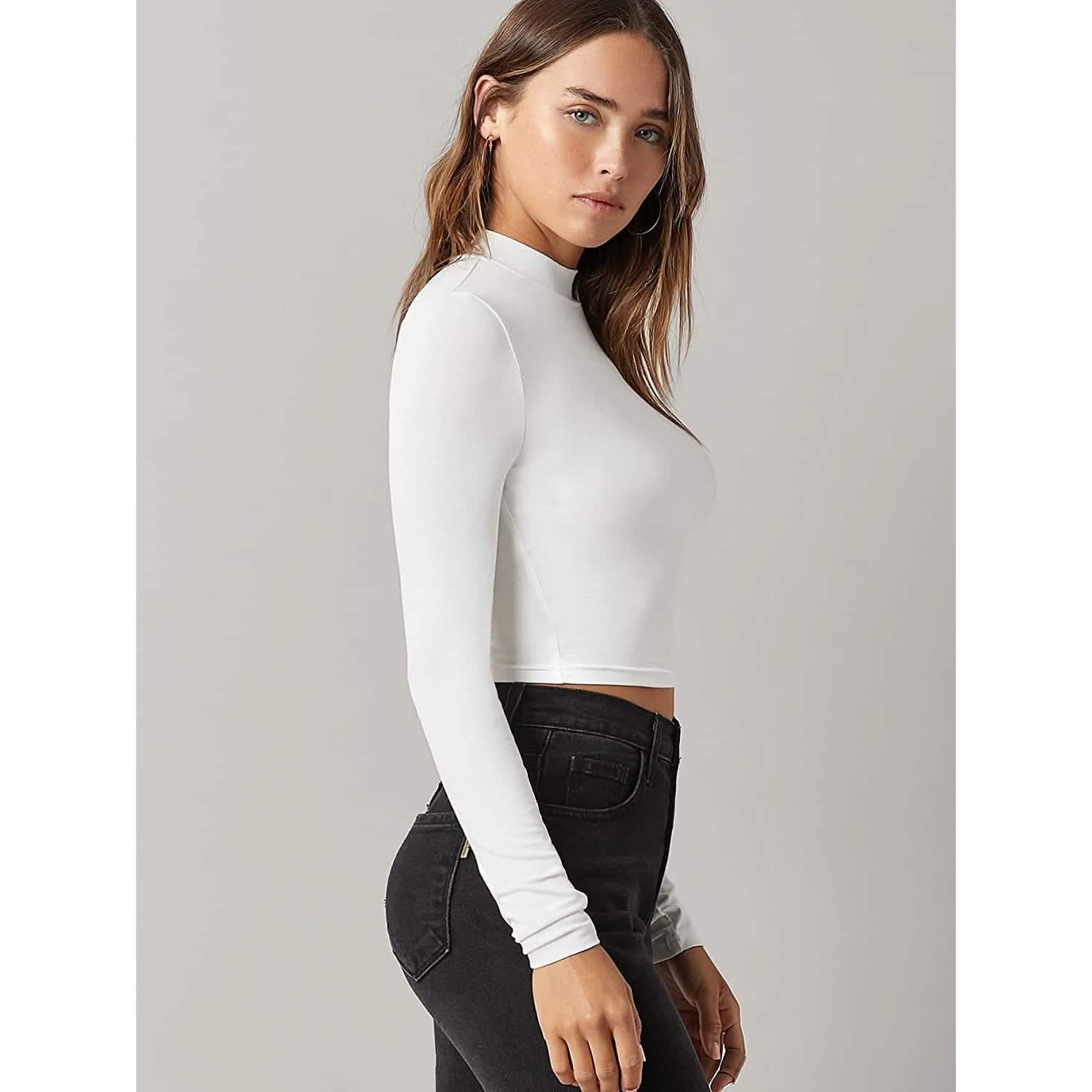 Women's Basic Mock Neck Long Sleeve Top DailySale