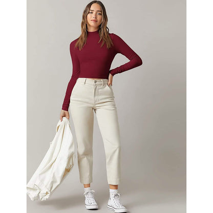Women's Basic Mock Neck Long Sleeve Top DailySale