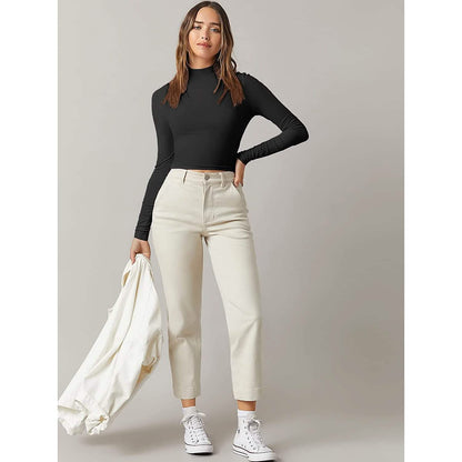 Women's Basic Mock Neck Long Sleeve Top DailySale