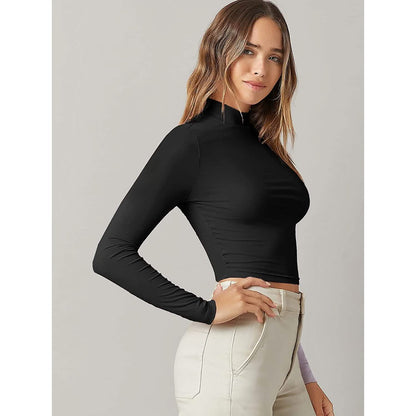 Women's Basic Mock Neck Long Sleeve Top DailySale