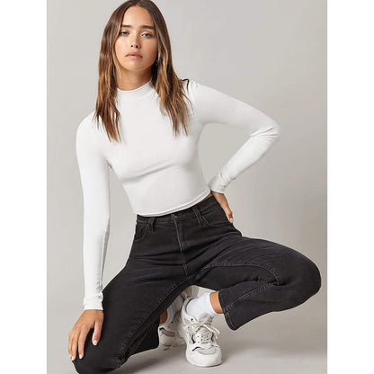 Women's Basic Mock Neck Long Sleeve Top DailySale