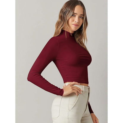 Women's Basic Mock Neck Long Sleeve Top DailySale