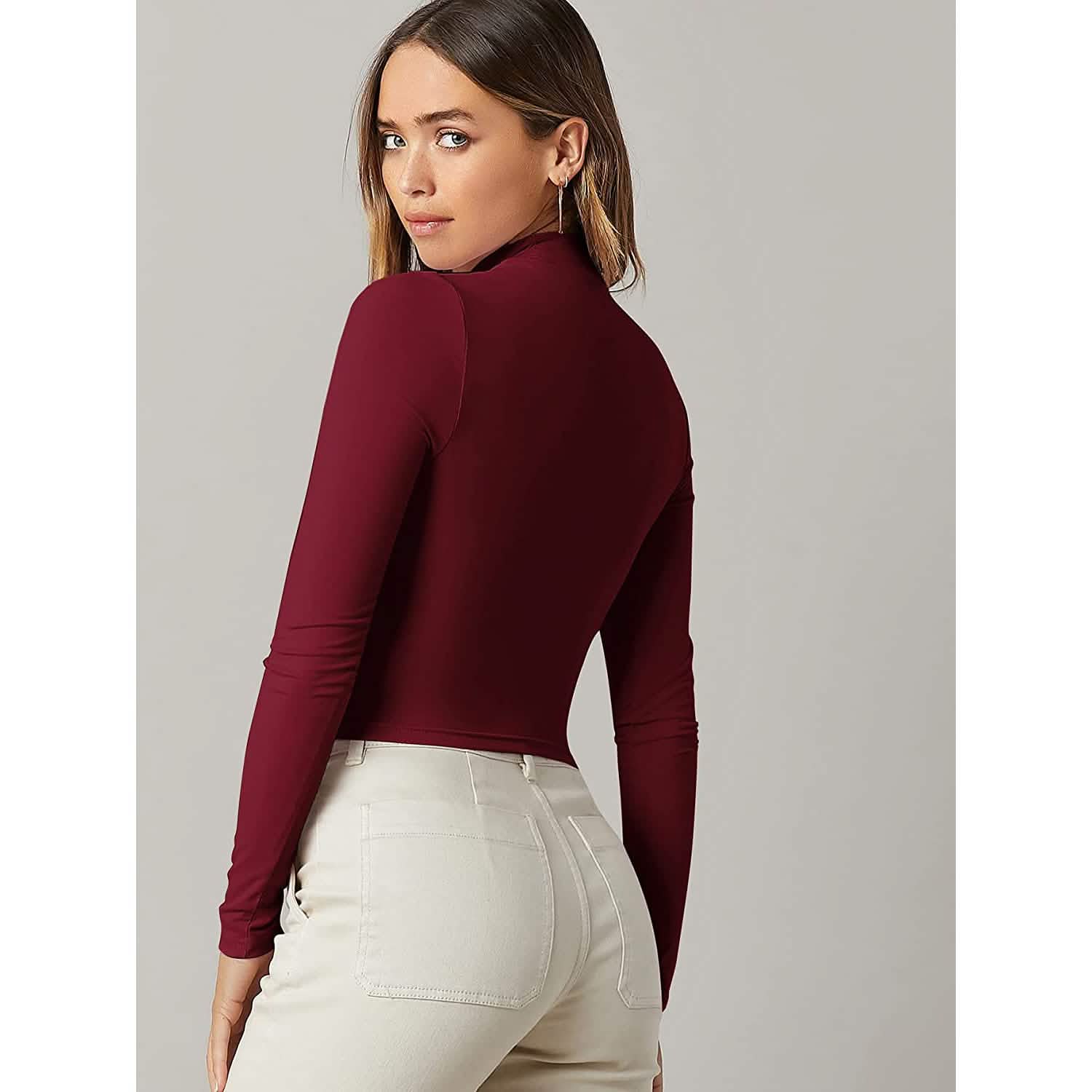 Women's Basic Mock Neck Long Sleeve Top DailySale