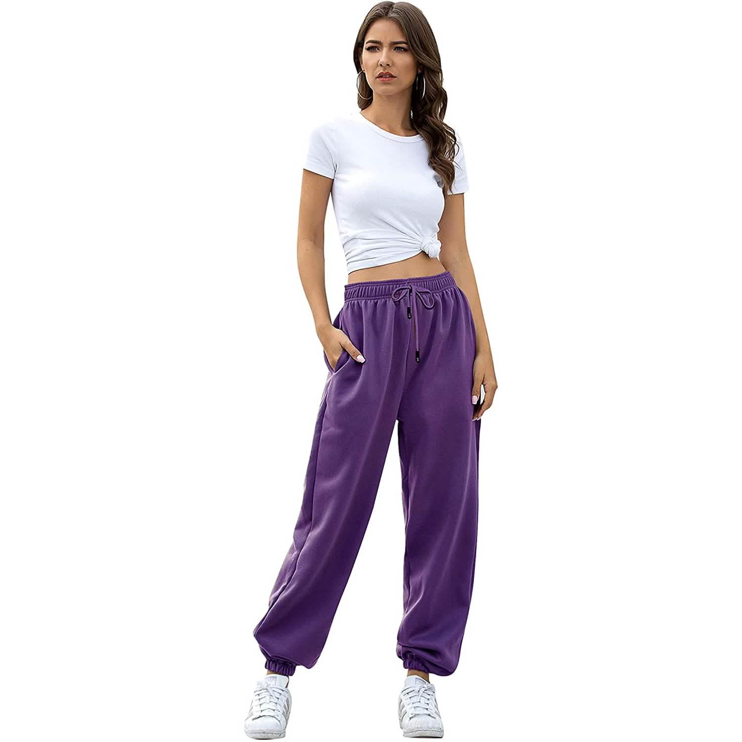 Womens Belted Sweatpants with Pockets DailySale