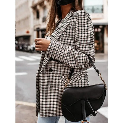 Women's Blazer Casual Jacket Long Sleeve Plaid Check Quilted DailySale
