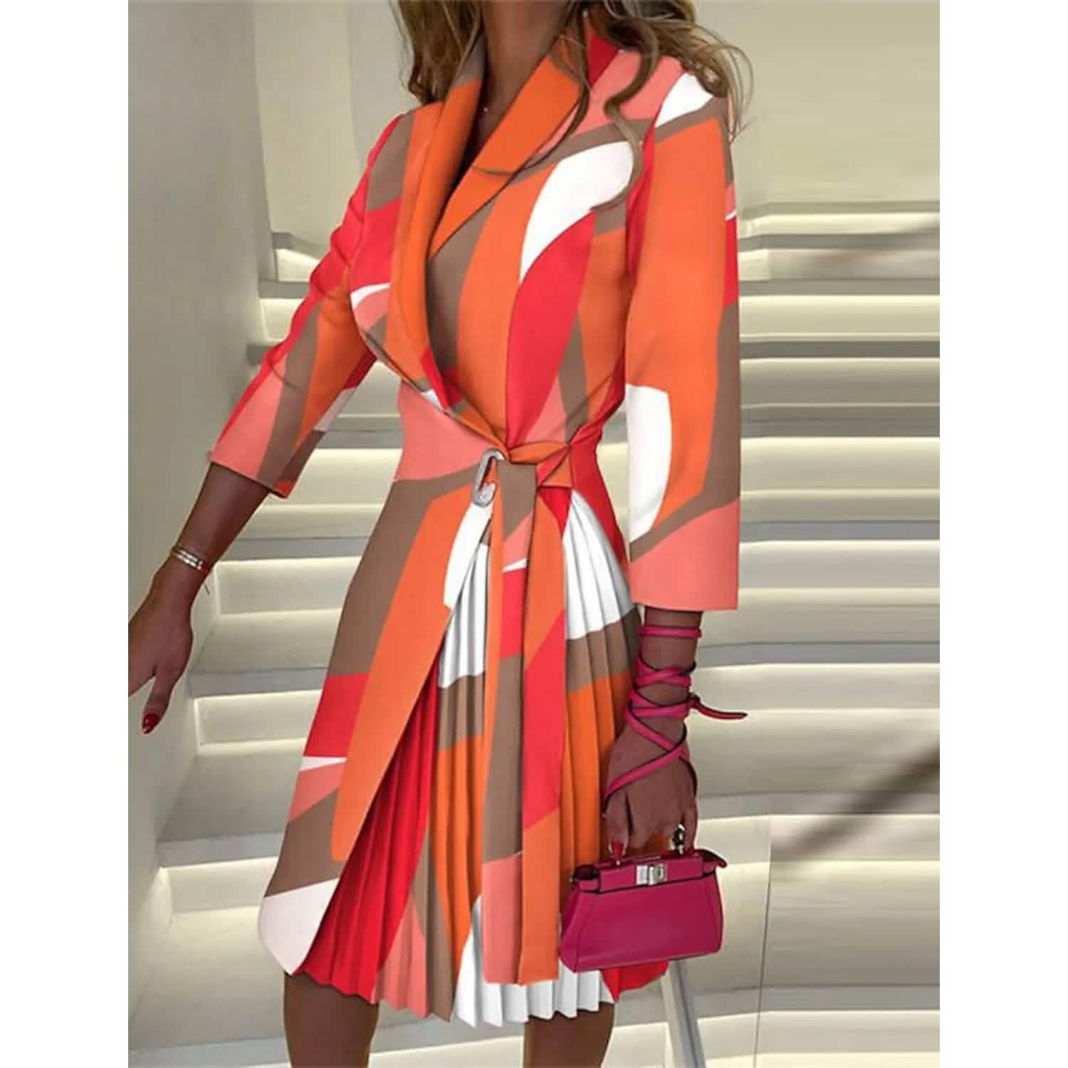 Women's Blazer Dress A Line Dress Knee Length Ruched Print Dress DailySale