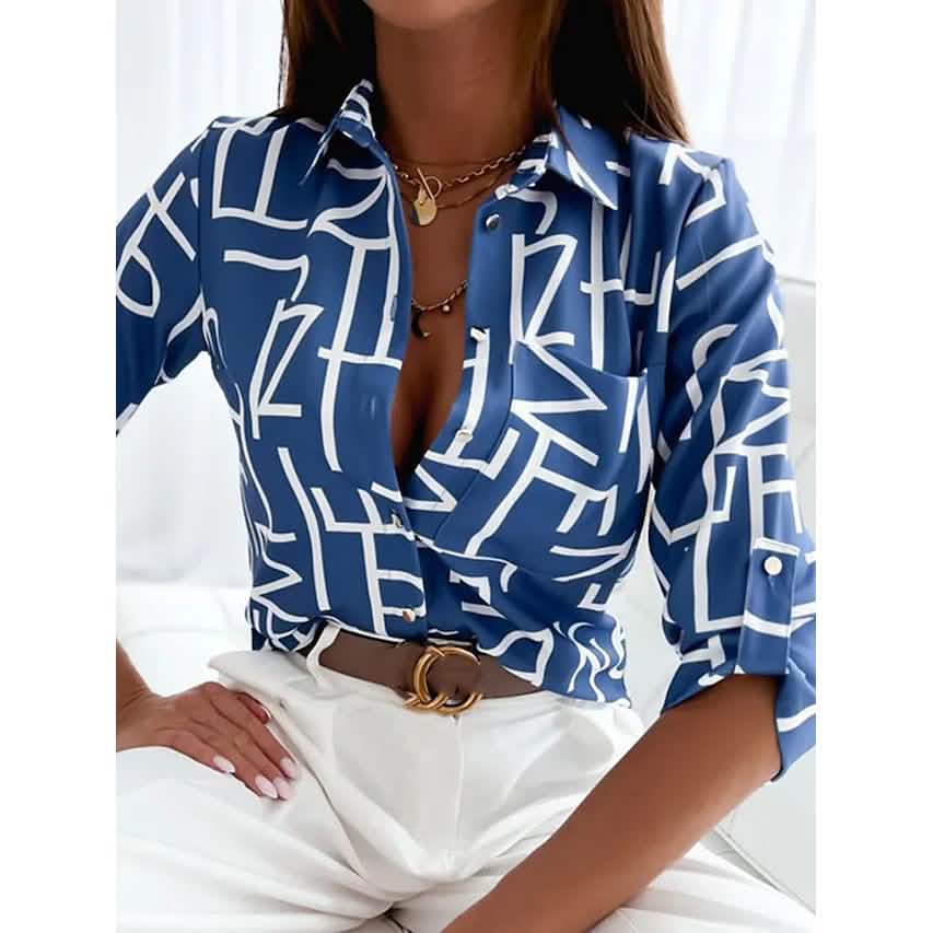 Women's Blouse Shirt Button Pocket Long Sleeve DailySale