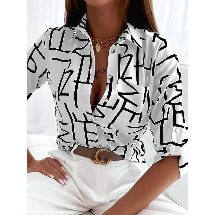 Women's Blouse Shirt Button Pocket Long Sleeve DailySale