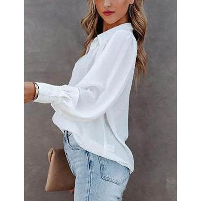 Womens Blouse Shirt Plain Button Long Sleeve DailySale