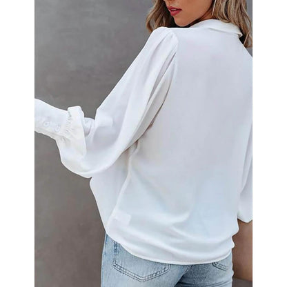 Womens Blouse Shirt Plain Button Long Sleeve DailySale