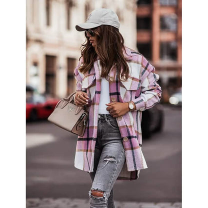 Women's Blouse Shirt Shacket Button Pocket Long Sleeve DailySale