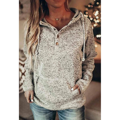 Womens Button Collar Drawstring Stitching Sweatshirts Hoodies Pullover DailySale