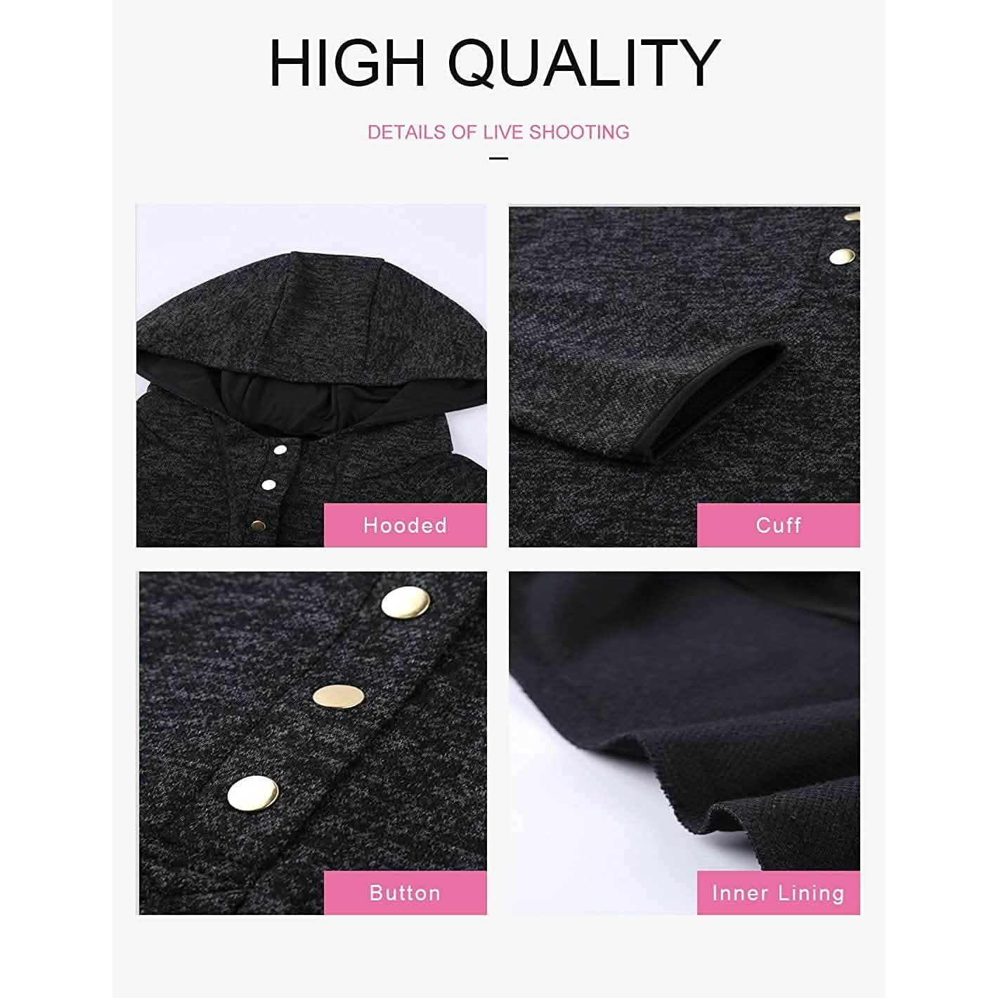 Womens Button Collar Drawstring Stitching Sweatshirts Hoodies Pullover DailySale