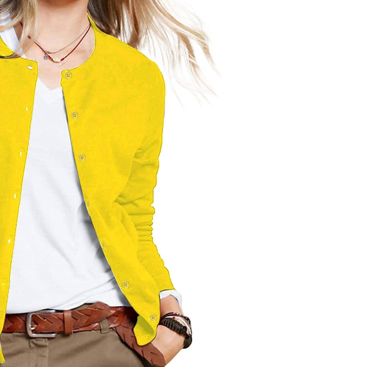Women's Button Down Crew Neck Long Sleeve Soft Knit Cardigan Sweaters DailySale