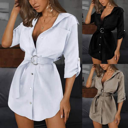 Women's Buttons Turn-Down Casual Shirt Dress DailySale