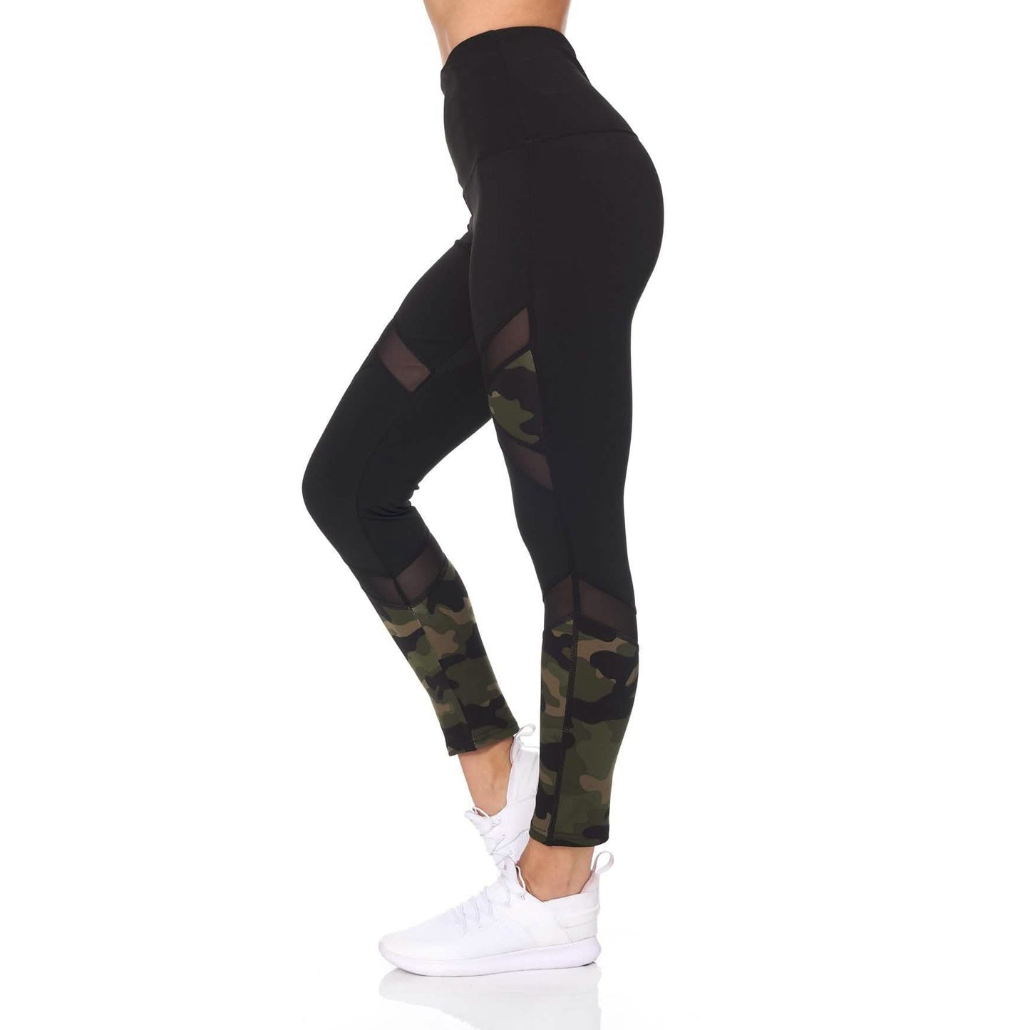 Women's Camo 7/8 High Waist Legging With Sheer Mesh DailySale