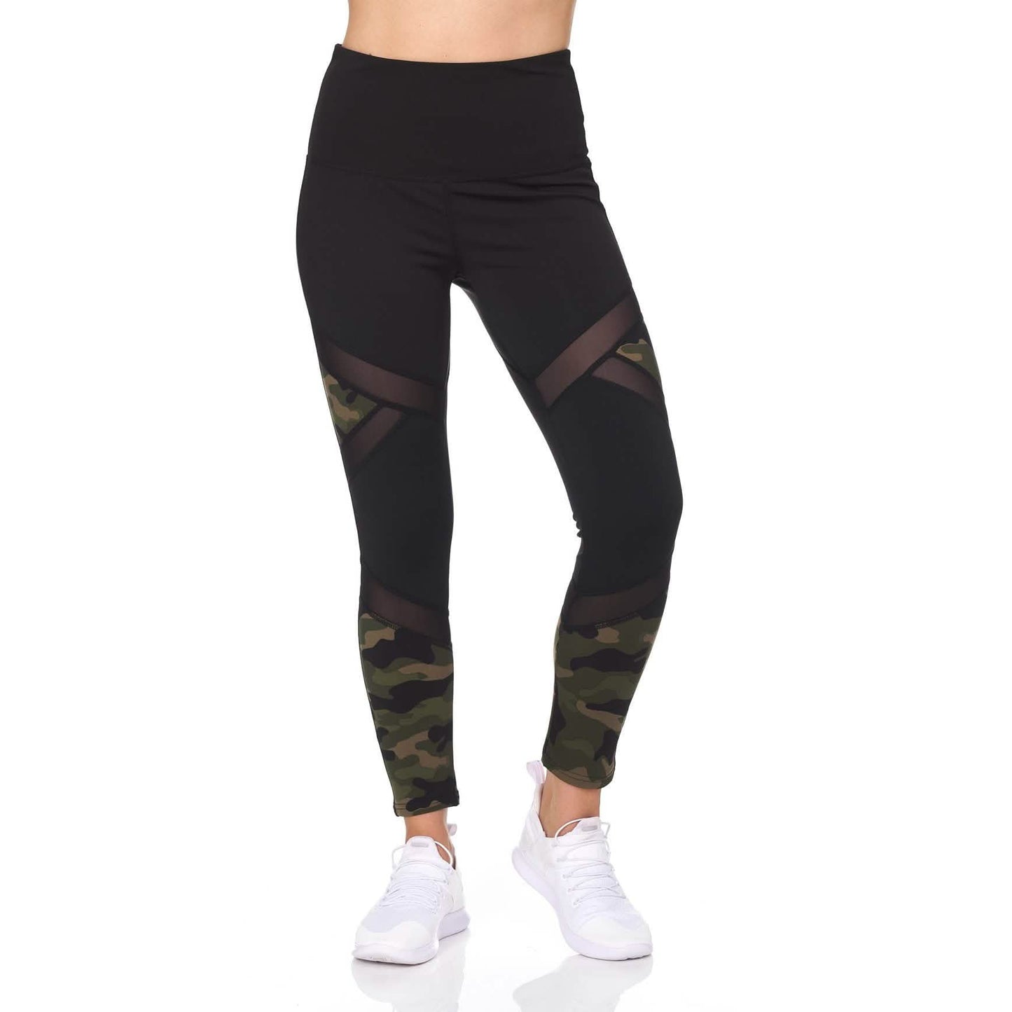 Women's Camo 7/8 High Waist Legging With Sheer Mesh DailySale