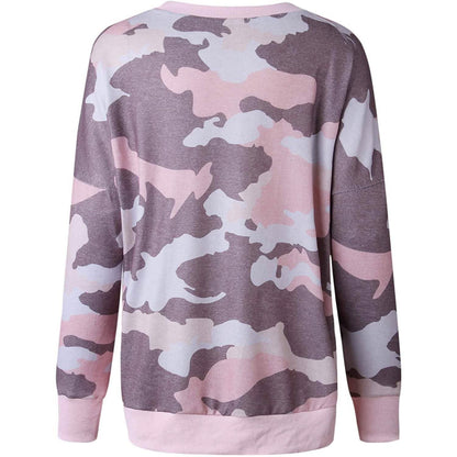 Women's Camouflage Print Casual Leopard Pullover Long Sleeve Sweatshirts DailySale