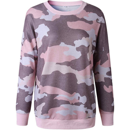Women's Camouflage Print Casual Leopard Pullover Long Sleeve Sweatshirts DailySale