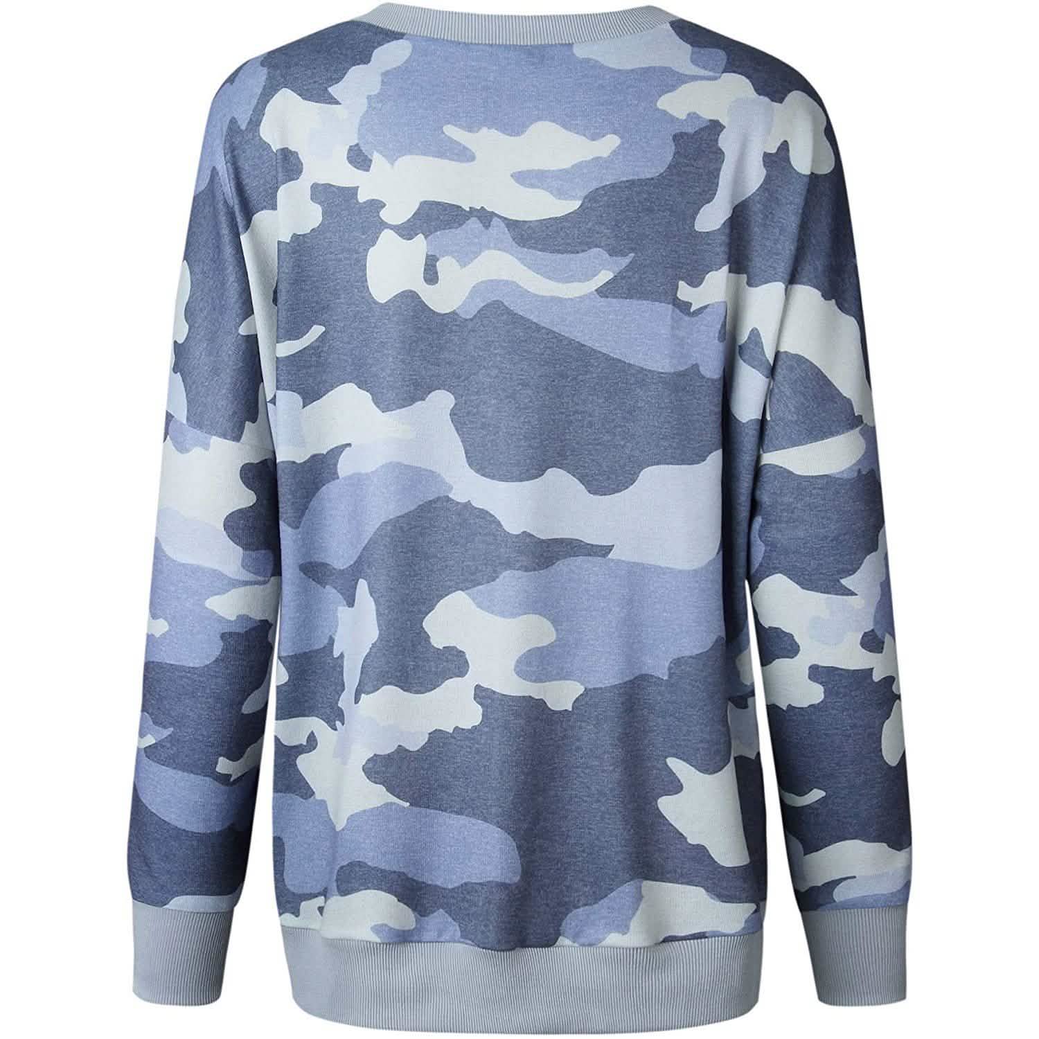Women's Camouflage Print Casual Leopard Pullover Long Sleeve Sweatshirts DailySale