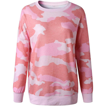 Women's Camouflage Print Casual Leopard Pullover Long Sleeve Sweatshirts DailySale
