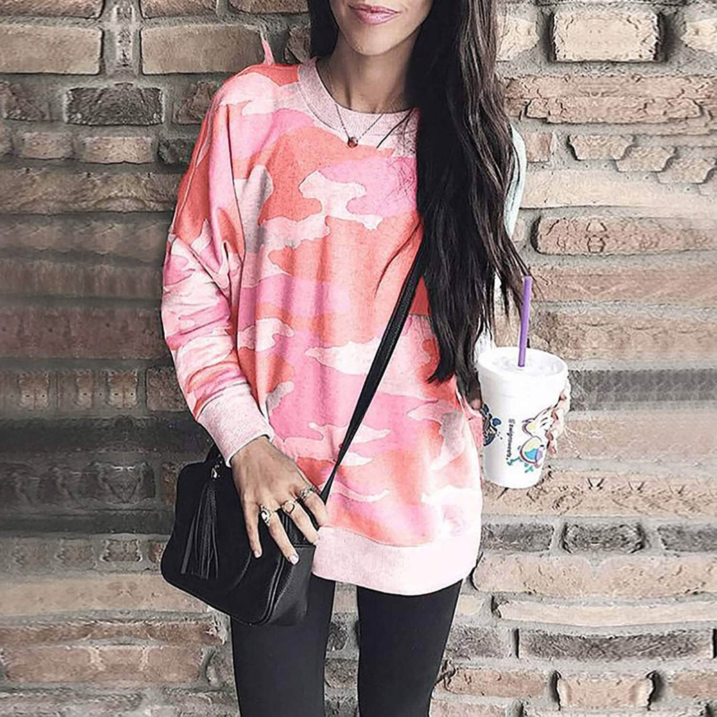 Women's Camouflage Print Casual Leopard Pullover Long Sleeve Sweatshirts DailySale