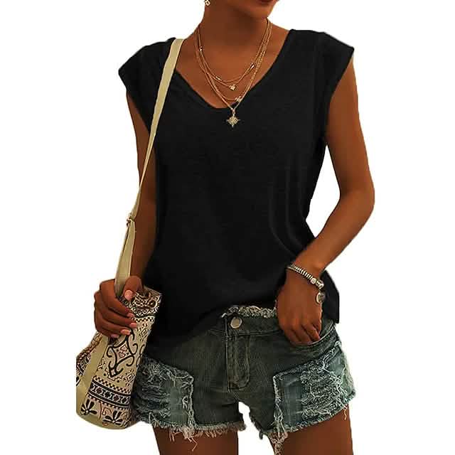 Women's Cap Sleeve T-Shirt Casual Loose Fit Tank Top DailySale