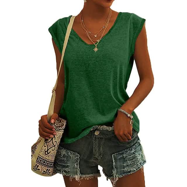 Women's Cap Sleeve T-Shirt Casual Loose Fit Tank Top DailySale